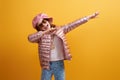 Kid on bright color background