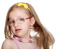 Portrait cute little girl in glasses isolated Royalty Free Stock Photo