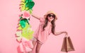 Portrait of cute little girl with shopping bag Royalty Free Stock Photo