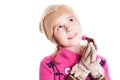 Portrait of cute little girl looking up