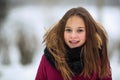 Cute little girl outdoor at winter. Royalty Free Stock Photo