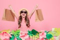 Portrait of cute little girl with shopping bag Royalty Free Stock Photo