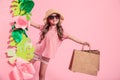 Portrait of cute little girl with shopping bag Royalty Free Stock Photo