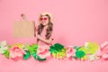 Portrait of cute little girl with shopping bag Royalty Free Stock Photo