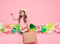 Portrait of cute little girl with shopping bag Royalty Free Stock Photo