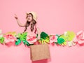 Portrait of cute little girl with shopping bag Royalty Free Stock Photo