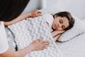 Portrait of Cute Little Girl Sleaping in Bed