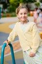 Portrait of cute little girl smiling outdoors Royalty Free Stock Photo