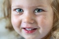 Portrait of a cute little girl with a tear in her eyes Royalty Free Stock Photo