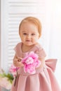 Portrait of a cute little one-year-old girl Royalty Free Stock Photo