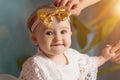 Portrait of a cute little one-year-old girl Royalty Free Stock Photo