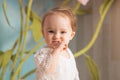 Portrait of a cute little one-year-old girl Royalty Free Stock Photo