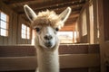 Llama white alpaca fur cute farming portrait wool nature mammal animal Royalty Free Stock Photo