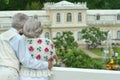 Portrait of cute lovely happy mature couple outdoors Royalty Free Stock Photo