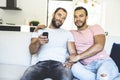 Portrait of a Cute Male gay Couple at Home Royalty Free Stock Photo