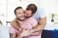 Portrait of a Cute Male gay Couple at Home Royalty Free Stock Photo