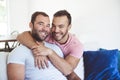 Portrait of a Cute Male gay Couple at Home Royalty Free Stock Photo