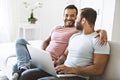 Portrait of a Cute Male gay Couple at Home Royalty Free Stock Photo