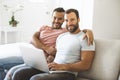 Portrait of a Cute Male gay Couple at Home Royalty Free Stock Photo