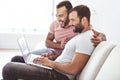 Portrait of a Cute Male gay Couple at Home Royalty Free Stock Photo