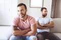 Portrait of a Cute Male gay Couple at Home Royalty Free Stock Photo