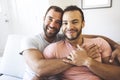 Portrait of a Cute Male gay Couple at Home Royalty Free Stock Photo