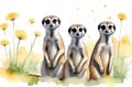 portrait of a cute meerkat family Royalty Free Stock Photo
