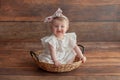 Portrait of the one year old girl. With headband. Royalty Free Stock Photo