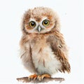 Portrait of a cute owlet, watercolor illustration