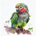 Portrait of a cute parrot, watercolor illustration