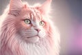 Portrait of a cute pink furry cat, ai generated