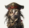 Cute pirate cat with pirate hat