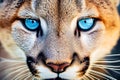 The Portrait of a cute puma with blue eyes, close up - AI generated Royalty Free Stock Photo