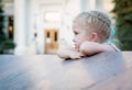 Portrait of a cute sad toddler girl Royalty Free Stock Photo