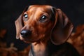 Portrait of a cute sausage dog with brown eyes created with generative AI technology Royalty Free Stock Photo