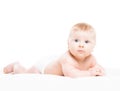 Portrait of a cute smiling infant baby crawling