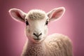 Portrait of a cute spring lamb. Studio shot against a bright background. Generative ai Royalty Free Stock Photo
