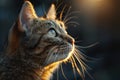 Portrait of a cute tabby cat en profile