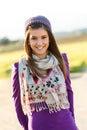 Portrait of cute teen girl with scarf and beanie.