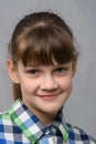 Portrait of a cute ten year old girl, European appearance, close-up Royalty Free Stock Photo