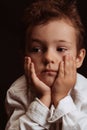 portrait of cute thoughtful child preschooler boy Royalty Free Stock Photo