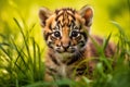 Portrait of a Cute Tiger Cub in a Forest on a Beautiful Day Royalty Free Stock Photo