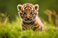 Portrait of a Cute Tiger Cub in a Forest on a Beautiful Day Royalty Free Stock Photo