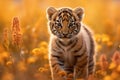 Portrait of a Cute Tiger Cub in a Forest on a Beautiful Day Royalty Free Stock Photo