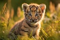 Portrait of a Cute Tiger Cub in a Forest on a Beautiful Day Royalty Free Stock Photo