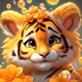 Portrait of a Cute Tiger Cub