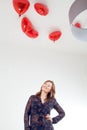 Portrait of cute Women with balloons heart Valentinsday