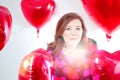 Portrait of cute Women with balloons heart Valentinsday