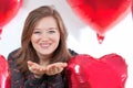 Portrait of cute Women with balloons heart Valentinsday