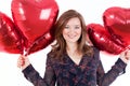 Portrait of cute Women with balloons heart Valentinsday